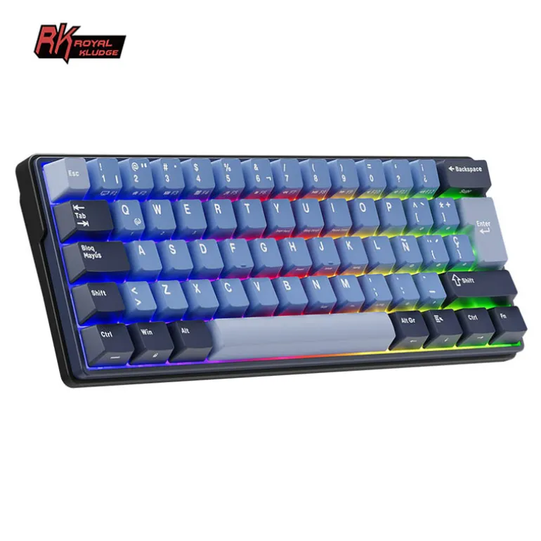 Teclado para Mac y Windows Royal Kludge RK98 ISO-ES Hot-Swappable Switch Brown Wireless Klein Blue
