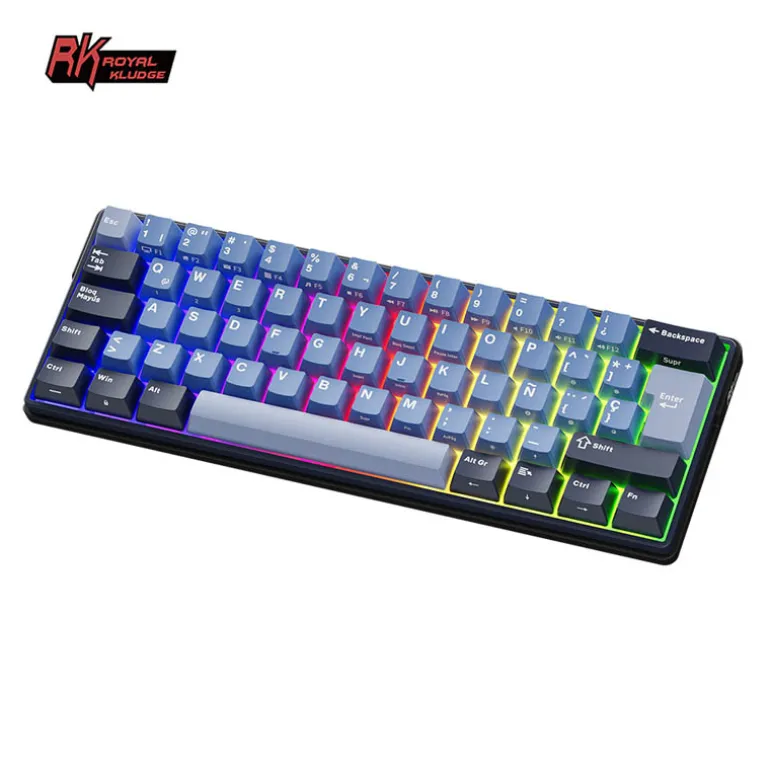 Teclado para Mac y Windows Royal Kludge RK98 ISO-ES Hot-Swappable Switch Brown Wireless Klein Blue