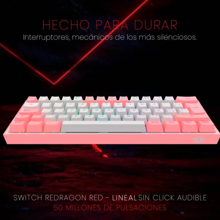 Teclado Redragon Fizz Pro K616 Gaming RGB Switch Red Blanco