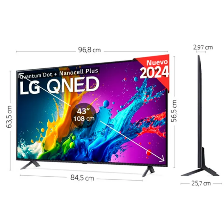 TV/Televisión LG QNED AI 43QNED80T6A 43" Smart TV QNED UHD 4K 60Hz HDMI 2.1 HDR