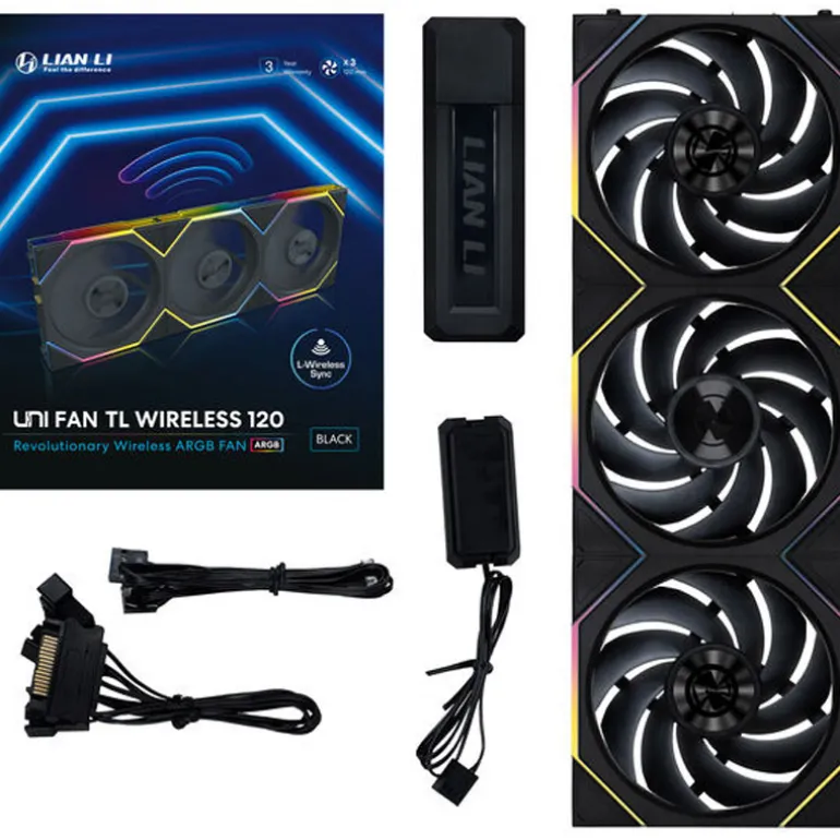 Ventilador Lian Li Uni Fan TL120 Wireless LCD ARGB Reverse Blade 120mm Negro